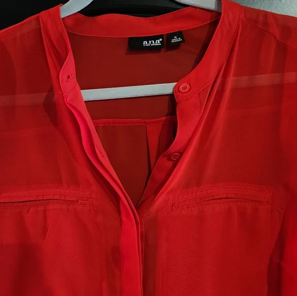 a.n.a. Red Sheer Blouse - Picture 2 of 7